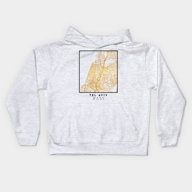 TEL AVIV ISRAEL CITY STREET MAP ART Kids Hoodie by deificusArt